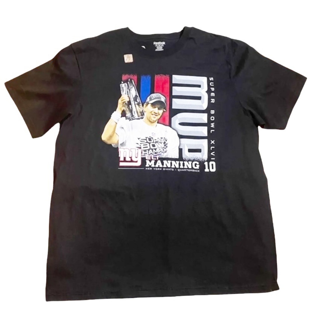 Reebok NFL Official New York Giants Super Bowl XLVI Eli Shirt! Cotton Adult 2XL